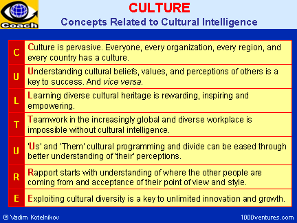 CULTURE, What Is Culture, Cultural Intelligence Concepts