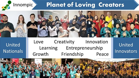 Innompic Planet of Loving Creators love peace united nationals UNs united innovators cross-cultural unity