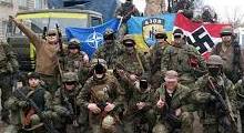Nazis in Ukraine Azov extremists murderers nazi flag swastika