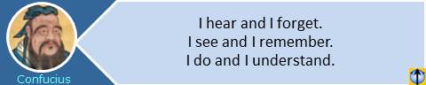 Confucius on learning: I hear and I forget. I see and I remember. I do and I understand.