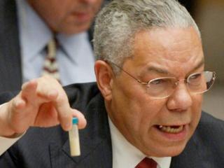 Colin Powell, US Secretary of State lies to UN Security Councli about Iraq