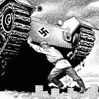 Battle of Stalingrad Russian soldier stops fascist tank