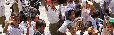 Indian kids at Ajanta caves